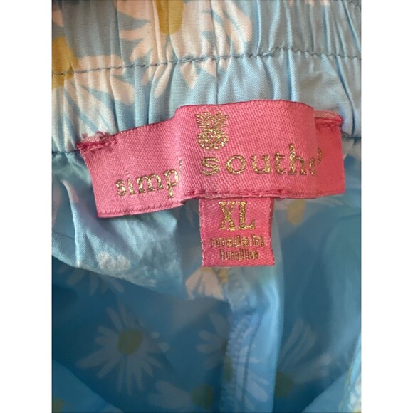 Simply Southern Blue Shorts with‎ White Flowers Ricrac Women's Sz XL -  NEW - Picture 3 of 14